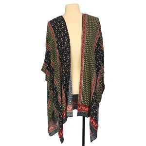 Suzanne Betro Womens Open Front Kimono Cardigan, Paisley Green Red Blue, 2X, NWT